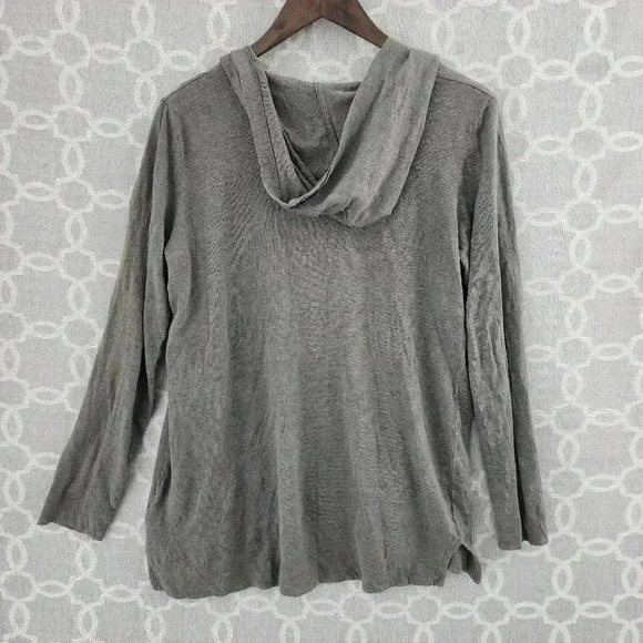 Tahari 100% Linen Open Front Hooded Women's Cardigan M - Picture 2 of 7